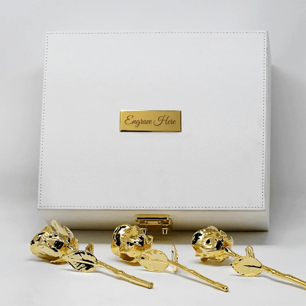 Engraved Gold Rose Box Gift Set