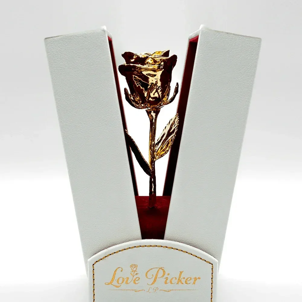 gold rose in genuine leather