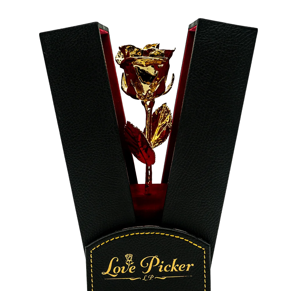 Onyx Gold Rose in Luxury Black Leather Box